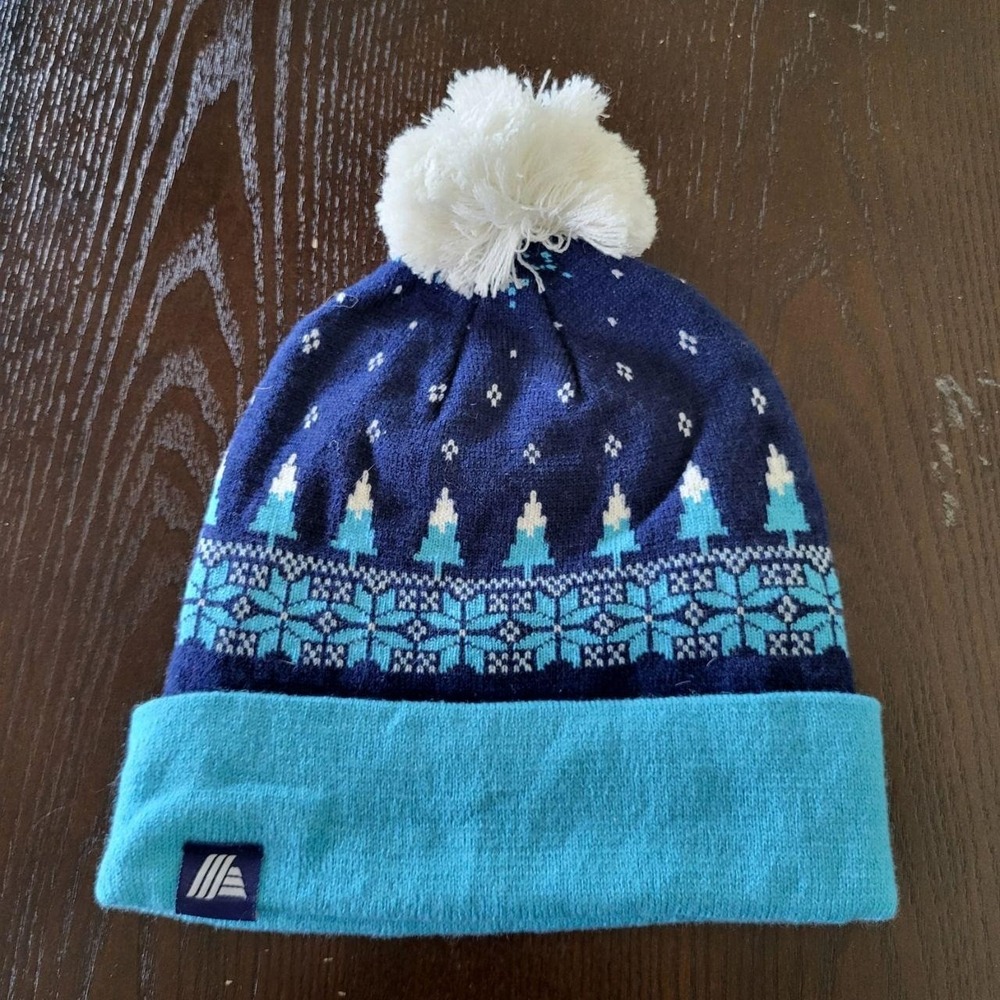 Aldi Beanie Hat Pom Pom Winter Blue